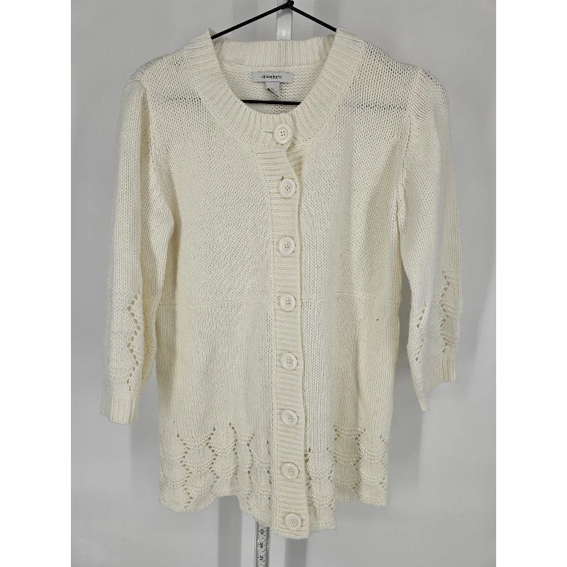 New Deals Dressbarn Womens Sz XL Long Sleeve Button Up Cardigan Sweater White Knit