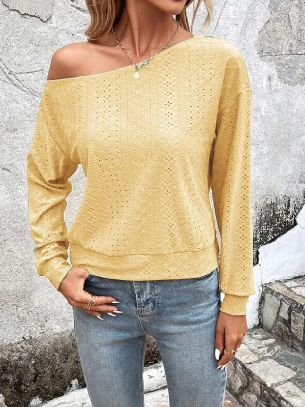 Deal Frenzy Eyelet Dropped Shoulder Blouse