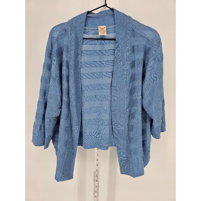 Price Rollback Faded Glory Womens Sz 1X Open Front Lightweight Cardigan Sweater Light Blue
