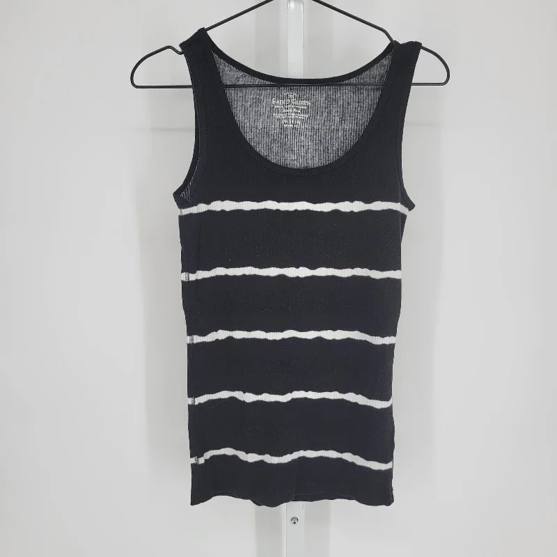 Crazy Deals Faded Glory Womens Sz L Ribbed Tank Top Black White Striped