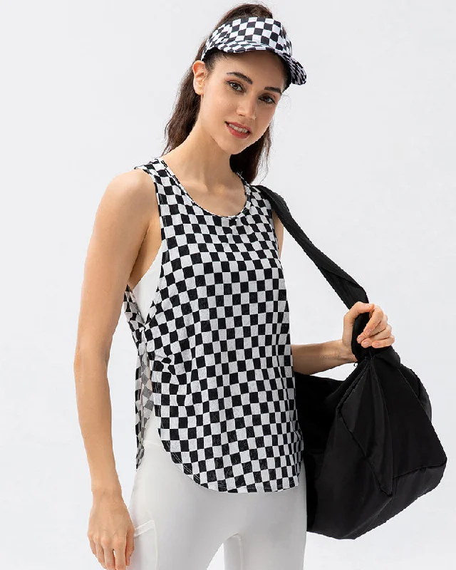 Instant Discount Fashion Sleeveless Dot Quickly Dry Slit Hem Women Yoga Tops Sports Vest S-XL