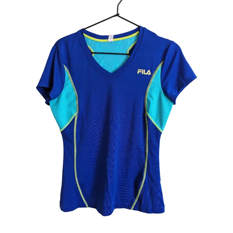 Great Deals Fila Sport Womens Sz M Short Sleeve V Neck Athletic Shirt Blue