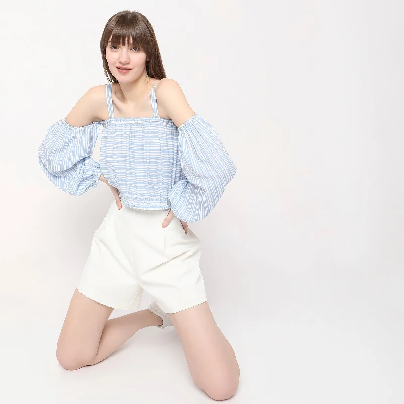 Don't Wait Flare Fit Striped Top