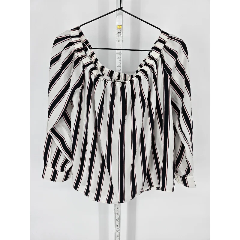 Special Buy Forever 21 Contemporary Womens Sz M Off Shoulder Long Sleeve Blouse Striped