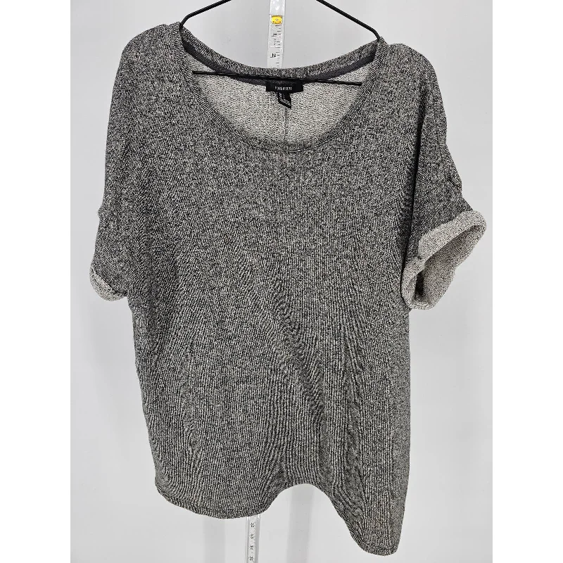 Discount Days Forever 21 Womens Sz L Short Sleeve Thick Knit Top Gray Scoop Neck