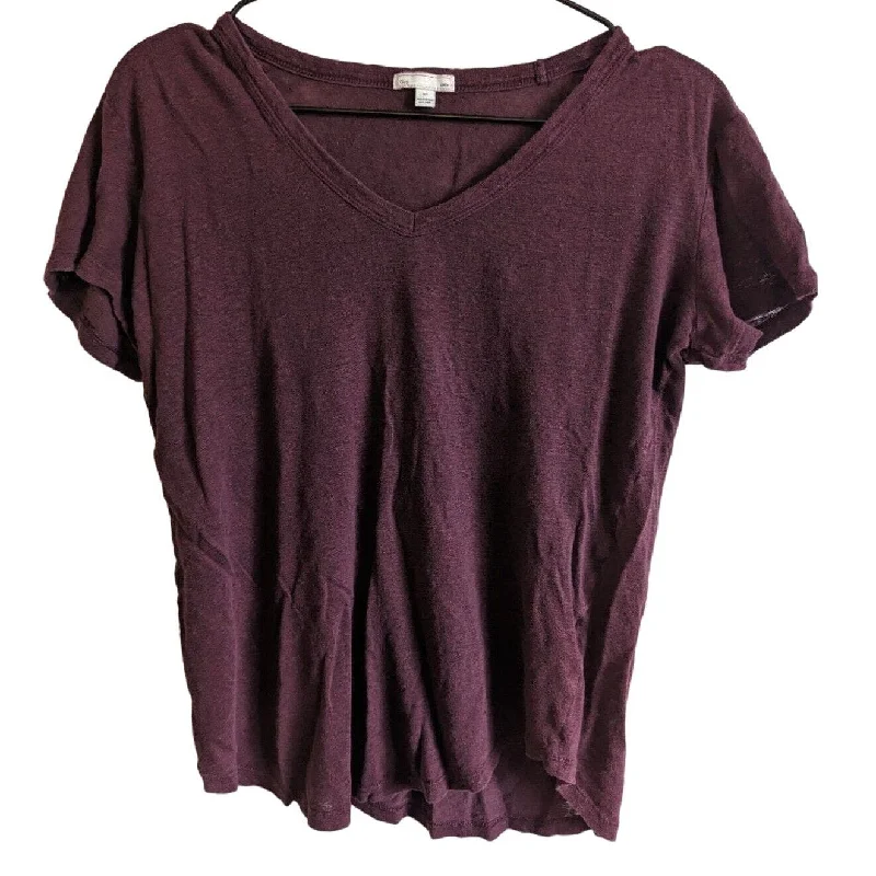 Markdown Madness GAP Womens Sz XS Short Sleeve T Shirt Purple Linen V Neck