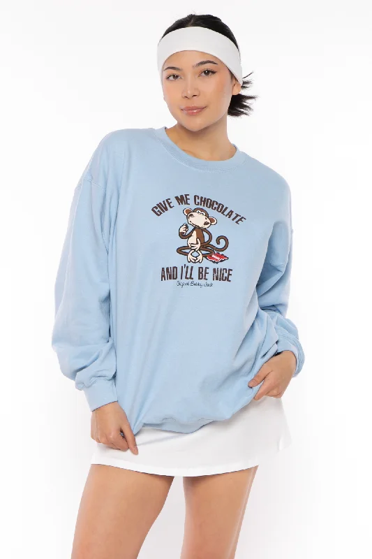 Unmissable Offer Give Me Chocolate - Bobby Jack Crew Sweatshirt - Blue