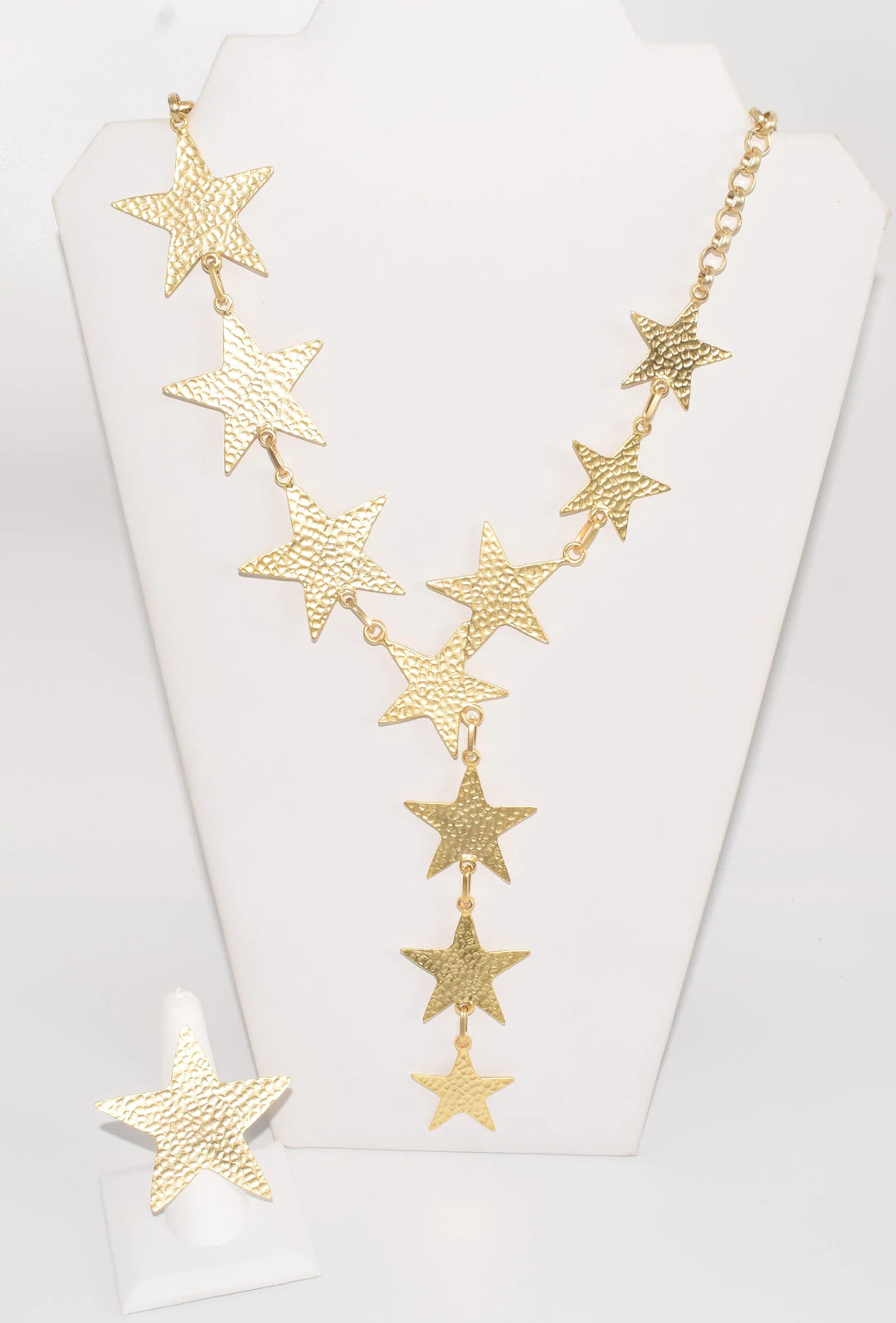 Referral Discount Gold Star Necklace and Ring Turkish Set