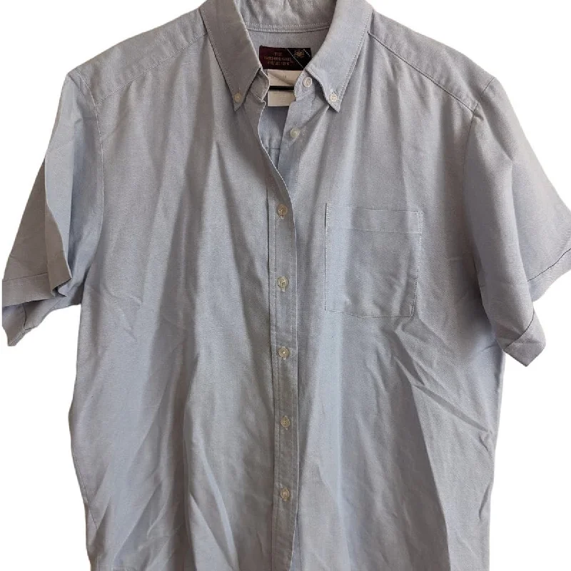 Now or Never Harbour Gate Collection Womens Sz 14 Short Sleeve Button Down Shirt Light Blue