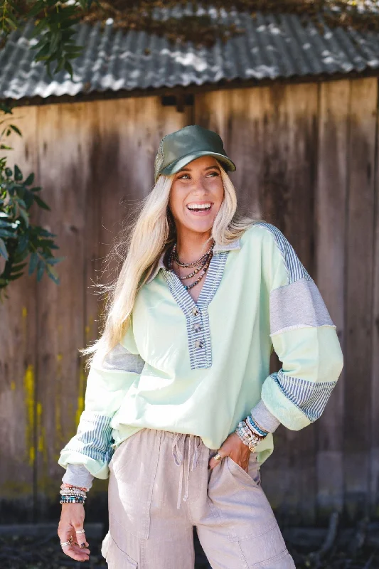 Seasonal Clearance Harmony Haze Henley Top - Mint