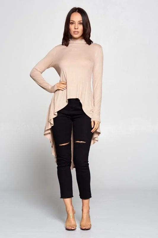 Online Specials Anicoletta's Hi Neck Long Sleeve High Low Top