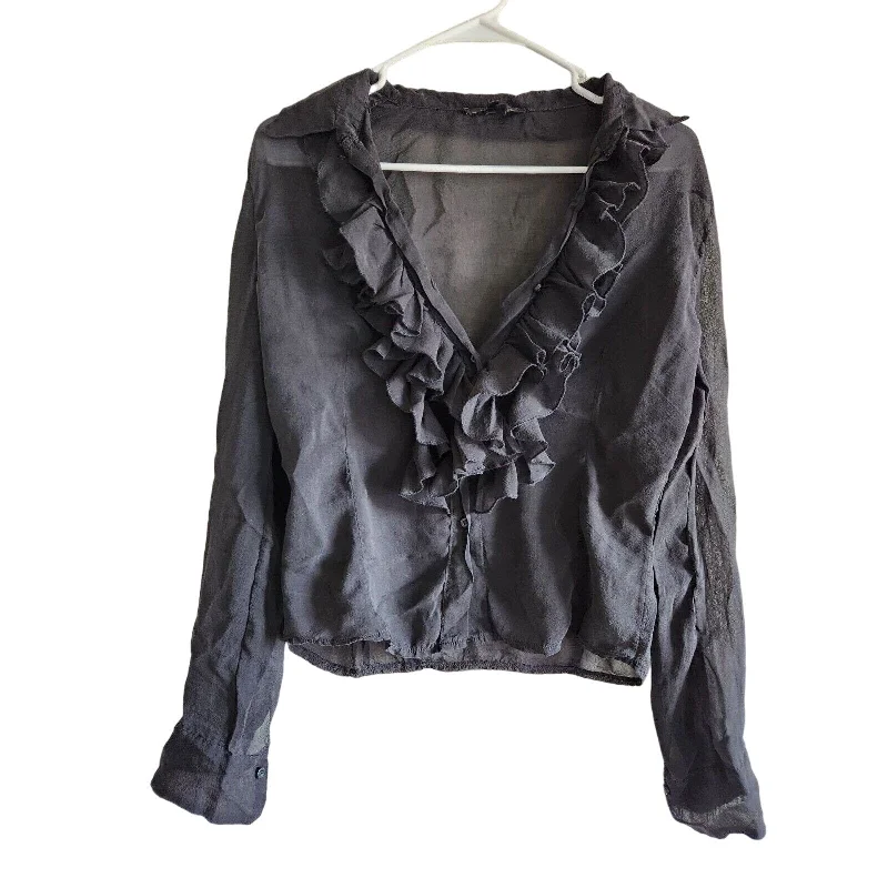 Price Fest Holiday in Monaco Womens Sz L Long Sleeve Blouse Lace Accents Italy