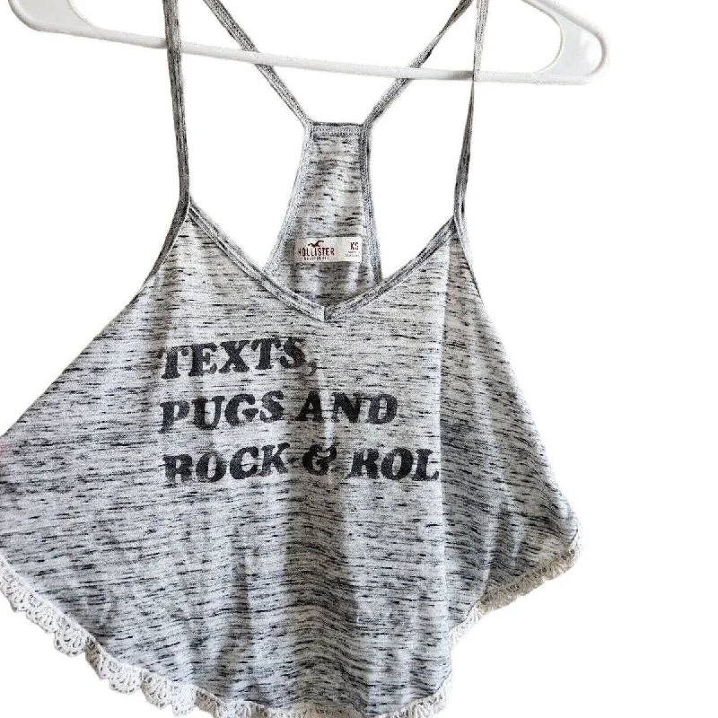 Deal of the Week Hollister Womens Sz XS Crop Tp Gray Texts Pugs and Rock & Roll