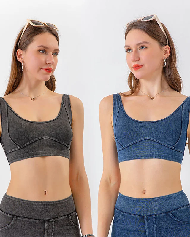 Bargain Bin U Neck Women Slim Jeans Yoga Bra S-2XL