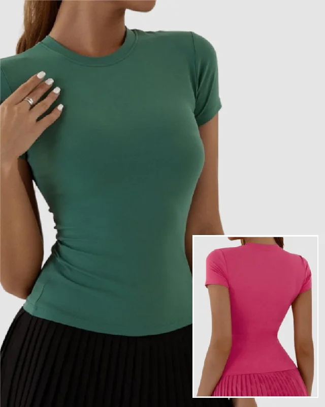 Today Only Women O Neck Short Sleeve Sports Running Fitness T-shirt S-XL