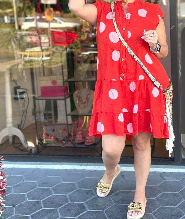 Mega Deal The Polka Dots Italian Linen Dress