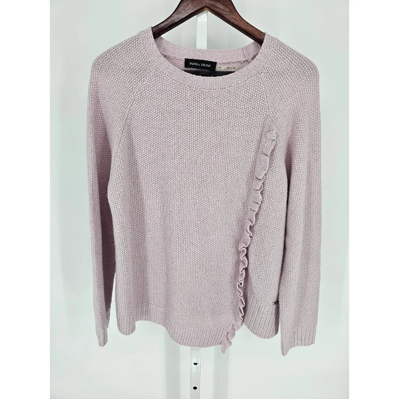 Bonus Savings Ivanka Trump Womens Sz L Light Purple Crew Neck Sweater Ruffled Front