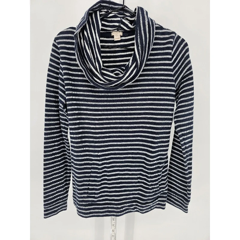 Midnight Madness J Crew Womens Sz XS Cowl Neck Long Sleeve Knit Top Navy Blue White Striped Midnight Madness J Crew Womens Sz XS Cowl Neck Long Sleeve Knit Top Navy Blue White Striped