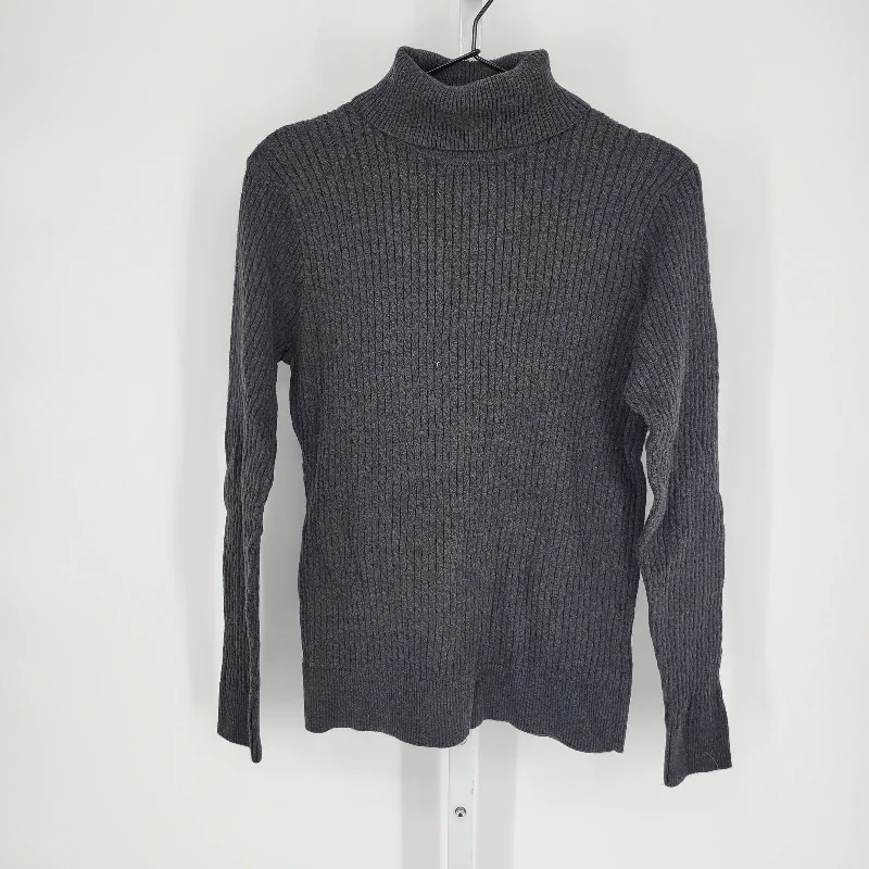 TIME-Limited Offer Jean Pierre Womens Sz L 100% Cotton Turtleneck Sweater Gray Cable Knit
