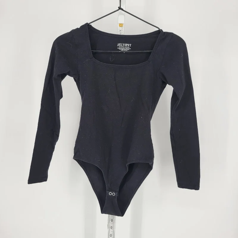 Stock Up and Save Jelyspet Womens Sz S Long Sleeve Square NEck Bodysuit Solid Black