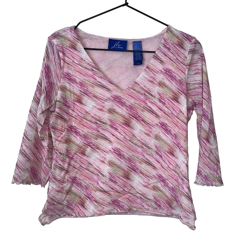 Seasonal Sale JH Collectibles Womens Sz L Pink V Neck Blouse Nylon Vintage