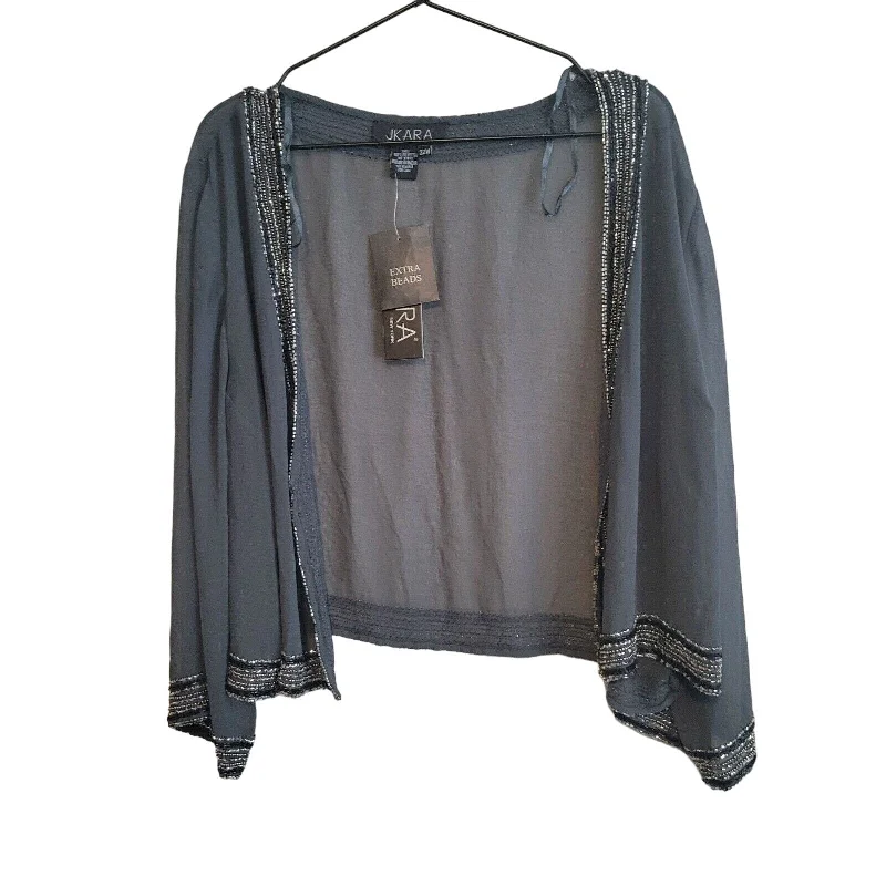 Inventory Reduction JKARA Womens Sz 22W Open Front Formal Cardigan Gray Beaded NEW