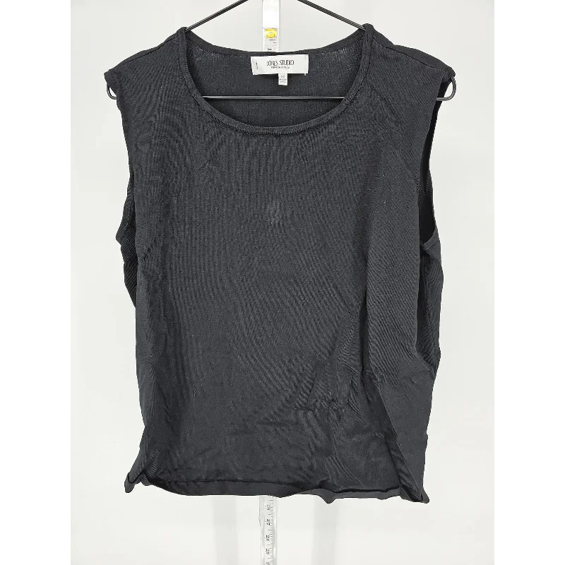 Can't Miss Jones Studio Separates Womens Sz 2X Sleeveless Blouse Solid Black