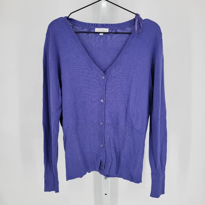 Value Deals Joseph A Womens Sz XL Button Up Cardigan Sweater Purple V Neck Knit