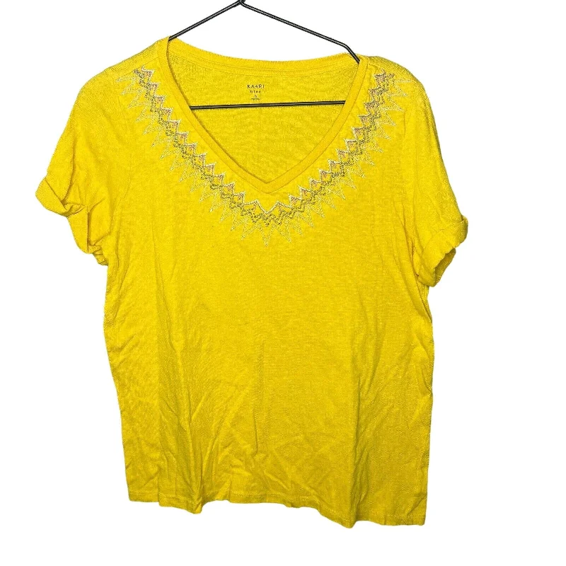 Hurry In Kaari Blue Womens Sz S Short Sleeve V Neck T Shirt Bright Yellow 100% Cotton Hurry In Kaari Blue Womens Sz S Short Sleeve V Neck T Shirt Bright Yellow 100% Cotton