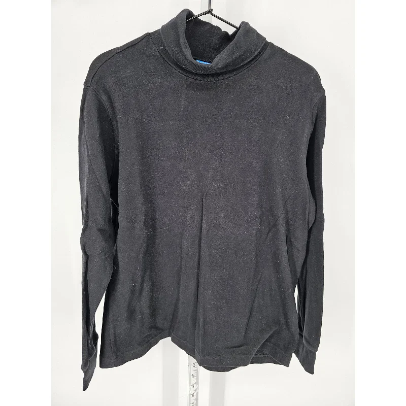 Exclusive Preview Karen Scott Sport Womens Sz L 100% Cotton Turtleneck Long Sleeve Top Black