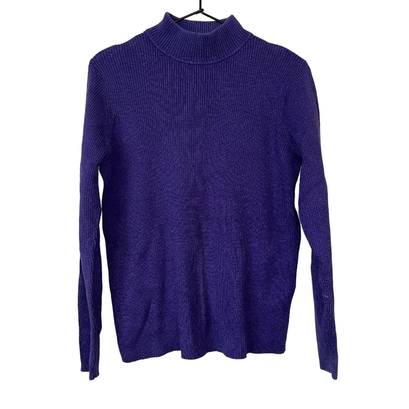 Don't Wait Karen Scott Womens Sz M Lightweight Turtleneck Sweater Purple Ribbed