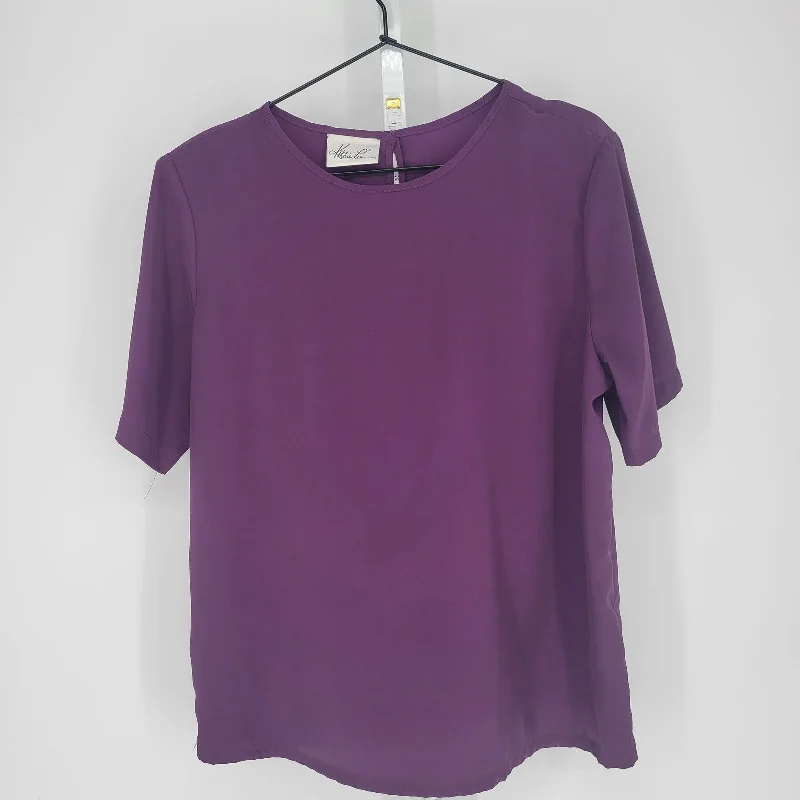 Bonus Savings Kathie Lee Womens Sz M Short Sleeve Loose Fit Blouse Dark Purple
