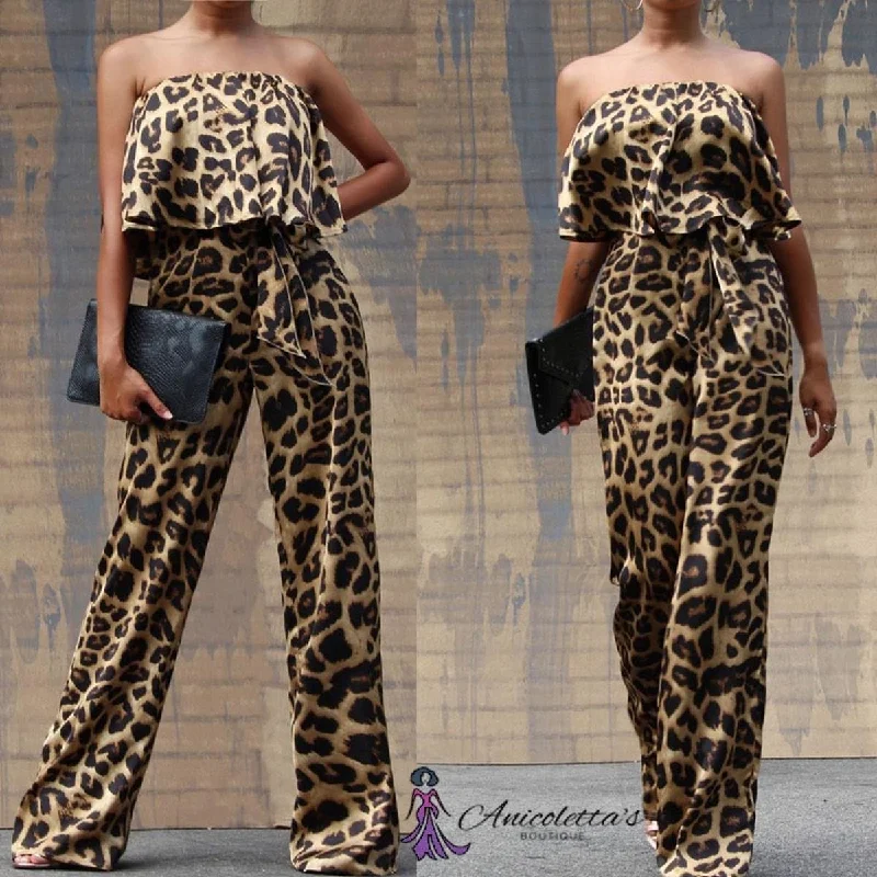 Exclusive Savings The Strapless Leopard Print Jumpsuit