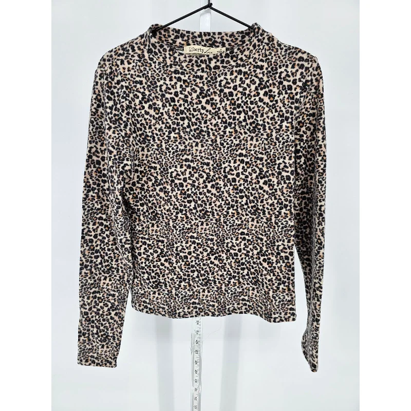 Best Bargains Liberty Love Womens Sz S Long Sleeve Fuzzy Mock Neck Top Leopard Print