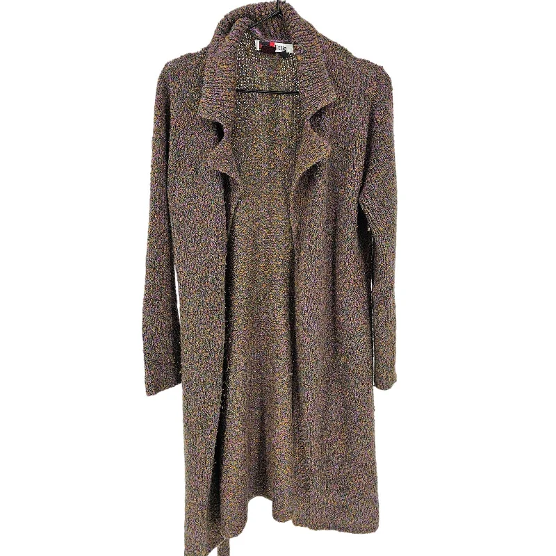 Deal Dash Live a Little Womens Sz M Knee Length Belted Tweed Cardigan Sweater Colorful