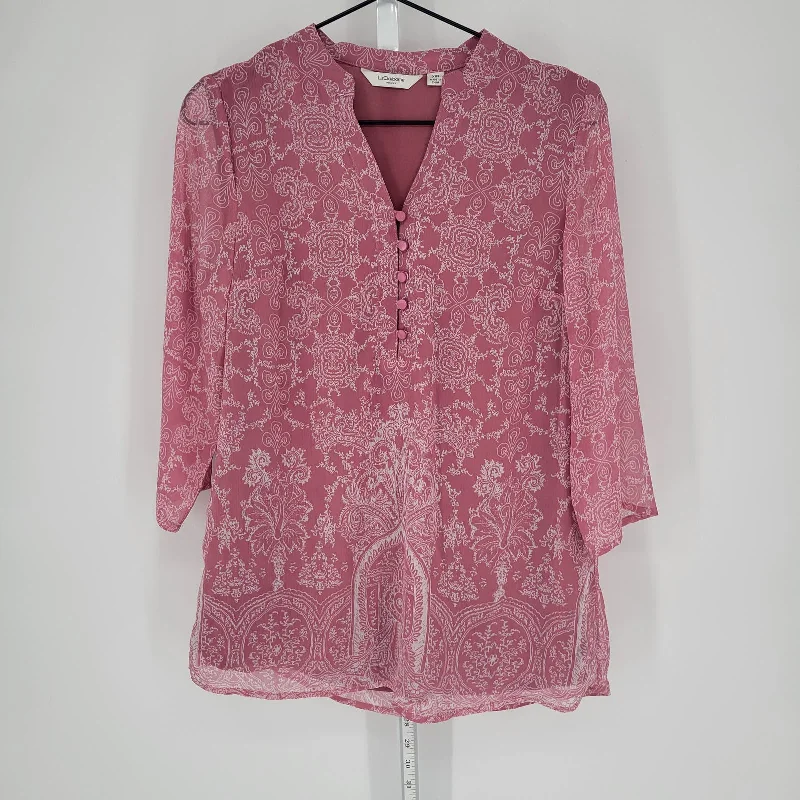 Best Deals Liz Claiborne Womens Sz XXS 3/4 Sleeve Tunic Blouse Pink White Floral Print Best Deals Liz Claiborne Womens Sz XXS 3/4 Sleeve Tunic Blouse Pink White Floral Print