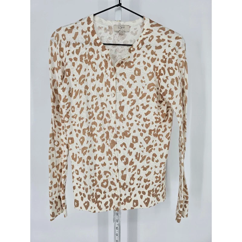 Today’s Deal LOFT Womens Sz XS Lightweight Button Up Cardigan Sweater Leopard Print Beige
