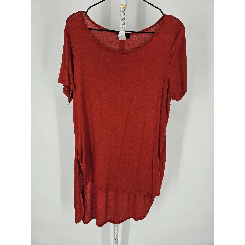Huge Discounts Love J USA Womens Sz XL High Low Hem Slouchy Blouse Burnt Orange Short Sleeve