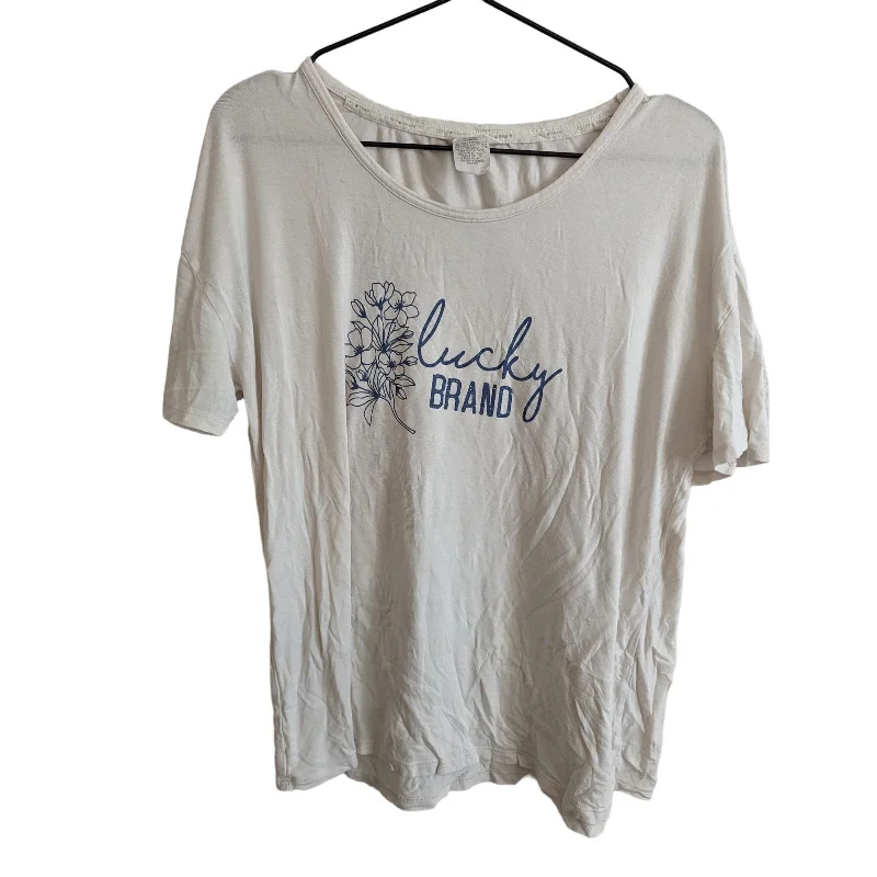 Major Savings Lucky Brand Womens Sz XL Loose Fit Short Sleeve T Shirt White Blue