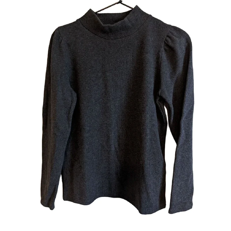 Bargain Bin Madewell Womens Sz S (Re)sourced Plush Mockneck Puff-Sleeve Top Gray