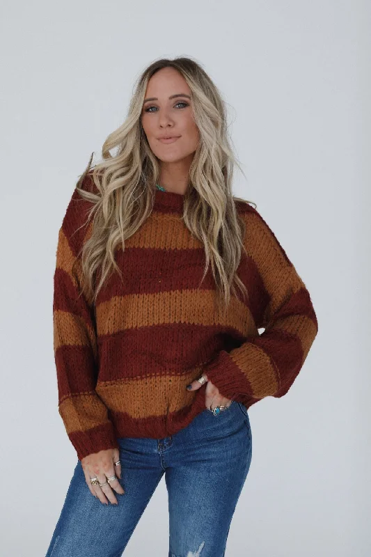 Special Savings Nash Striped Knit Sweater - Camel