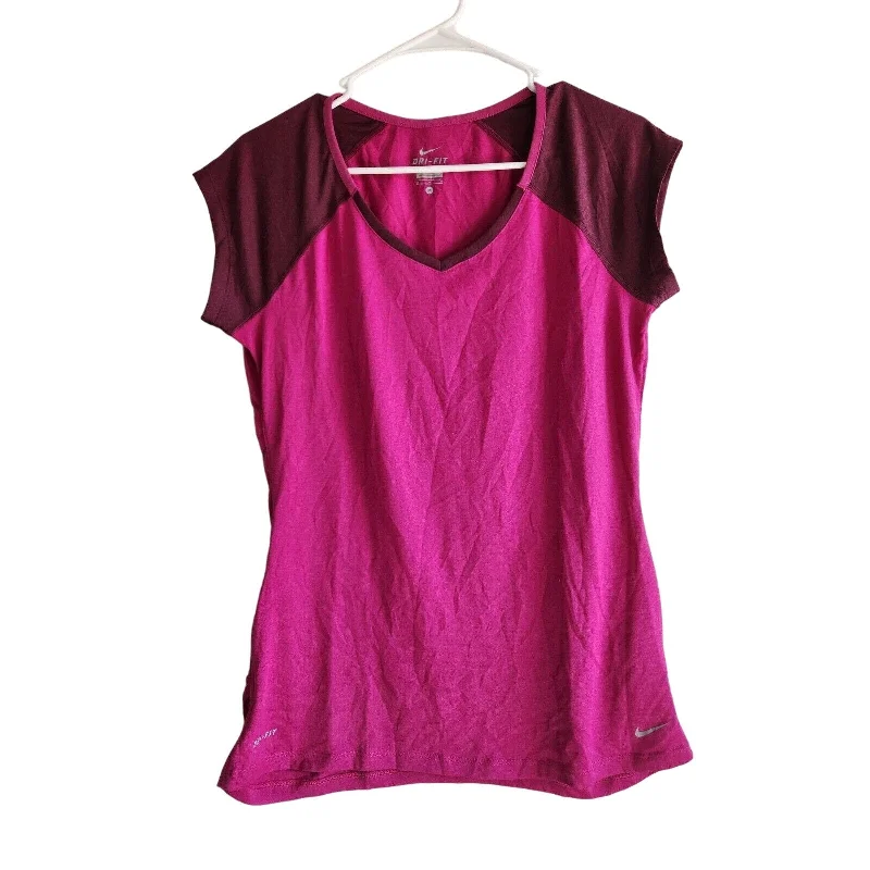 Buy Now Nike Dri Fit Womens Sz M V Neck Loose Fit athletic T Shirt Pink
