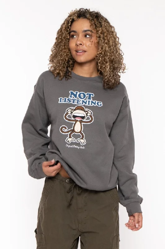 Act Now Not Listening - Bobby Jack Crew Sweatshirt - Charcoal