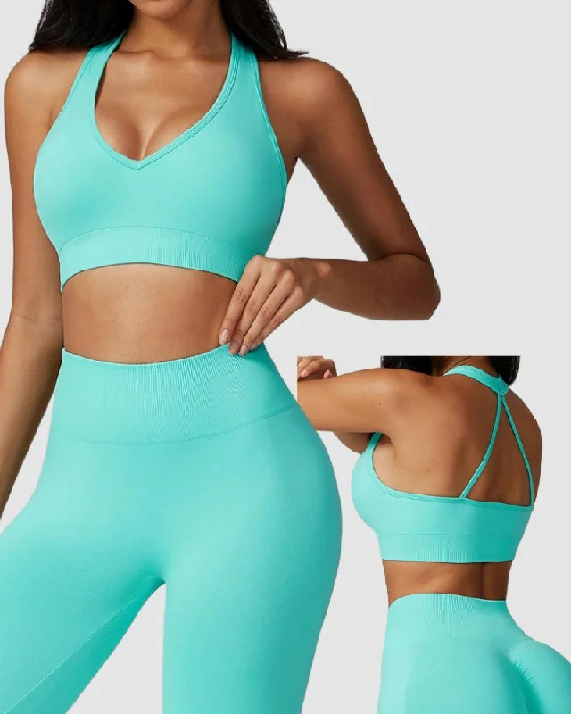 New Markdowns OEM ODM Quick Drying Halter Neck V Neck Fitness Sports Women Bra S-XL