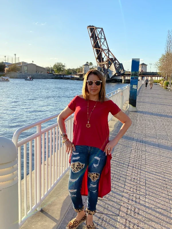 Value Deals Off Shoulder High Low Shirt
