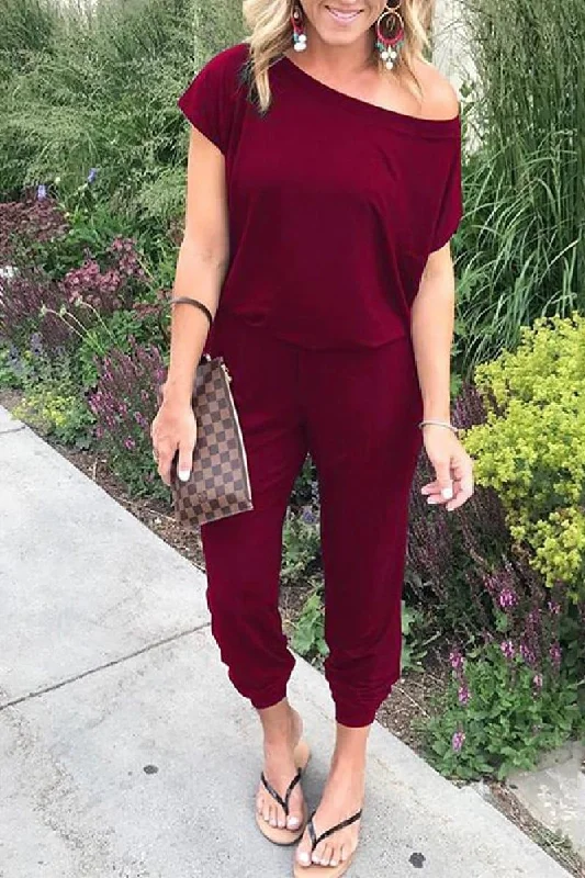 Sale Event Off Shoulder Pocket Jumpsuit