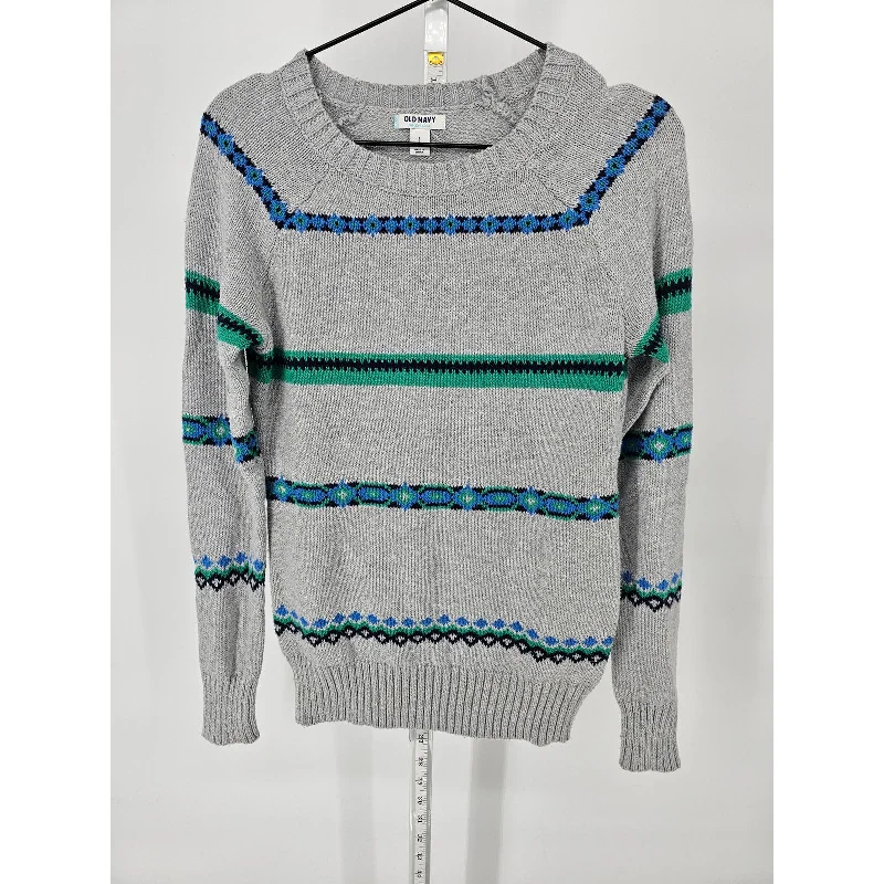 Warehouse Sale Old Navy Womens Sz S Knit Sweater Cotton Blend Gray Blue Green Striped