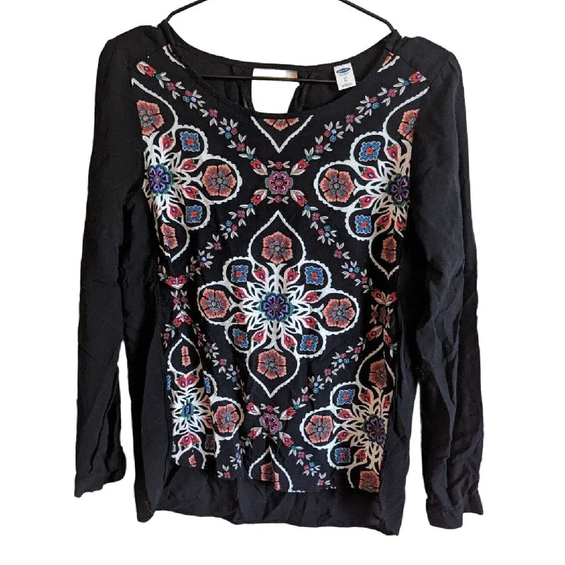 Referral Discount Old Navy Womens Sz XS Long Sleeve Blouse Black Mandala Floral Print Referral Discount Old Navy Womens Sz XS Long Sleeve Blouse Black Mandala Floral Print