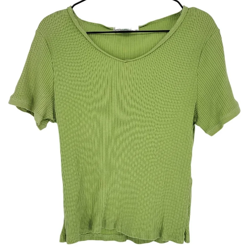 Super Sale Passports Womens Sz XL Short Sleeve T Shirt Lime Green Ribbed Cotton Blend Super Sale Passports Womens Sz XL Short Sleeve T Shirt Lime Green Ribbed Cotton Blend