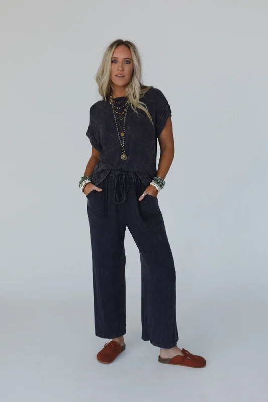 Hurry In Perfect Pair Top And Pants Set - Navy